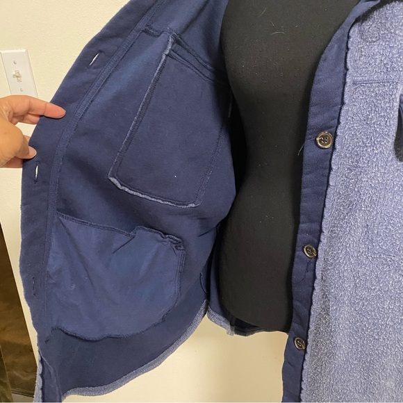 Free People Jacket Women's Size Large Oceania Blue Ruby Jacket oversized Shacket - Picture 4 of 17